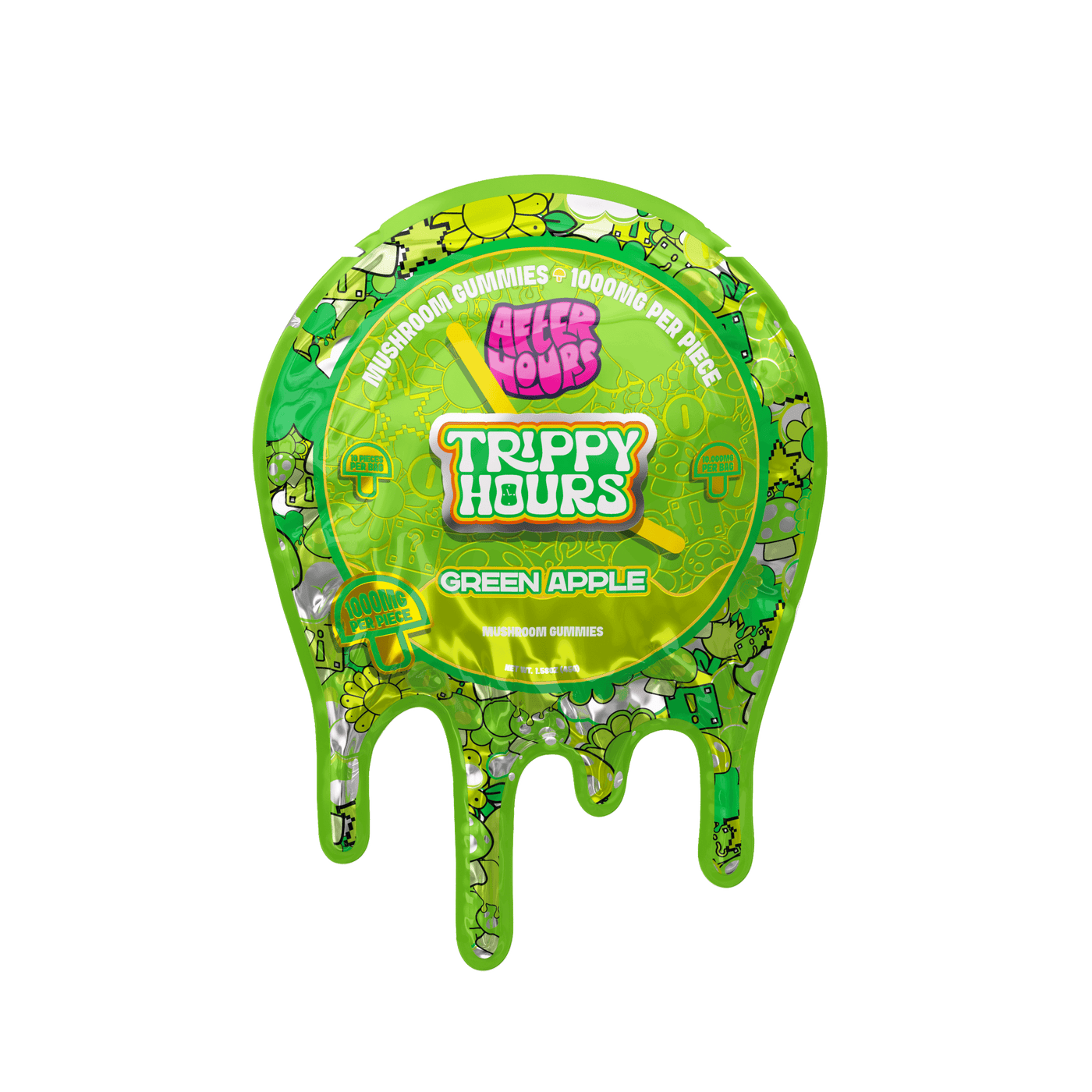 After Hours Mushroom Gummies - Green Apple - Front Label